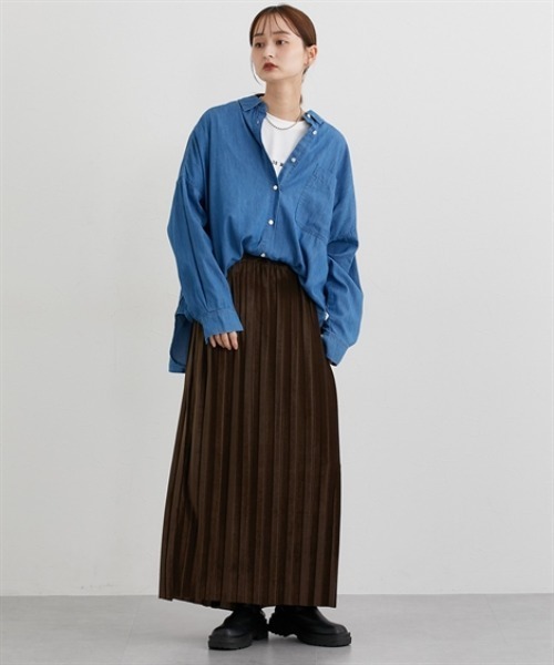 nissen（ニッセン）の「綿１００％デニムワイドシャツ（シャツ/ブラウス・レディース・ブルー/ネイビー・S～Ｍ/L～LL）」の16枚目の写真