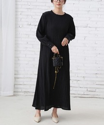 シボ加工シースルーロングワンピース