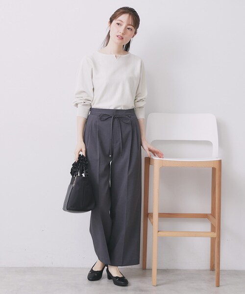 index（インデックス）の「ビジューキーネックドルマンニット【洗濯機OK】（ニット/セーター・レディース・ピンク系/ネイビー/ホワイト系8/グリーン系5/ナチュラル・34/36/38/40/42）」の18枚目の写真