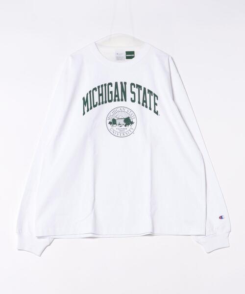 Champion(チャンピオン)の「Champion/チャンピオン/T1011 LONG SLEEVE T-SHIRT(Tシャツ/カットソー・メンズ・ホワイト/モスグリーン・M/L/XL)」の1枚目の写真