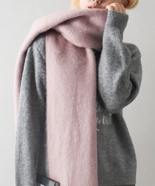 SpRay（スプレイ）の「起毛ストール（ストール/ショール・レディース・アイボリー/ブラック/ピンクベージュ/ライトベージュ/ロイヤルブルー/モカ/ライトグレー・FREE）」の7枚目の写真