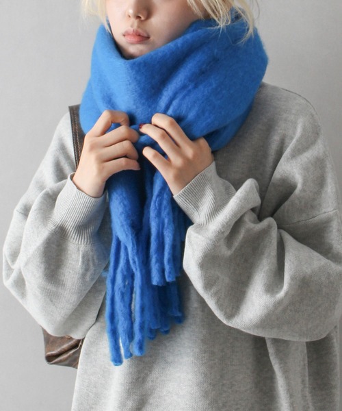 SpRay（スプレイ）の「起毛ストール（ストール/ショール・レディース・アイボリー/ブラック/ピンクベージュ/ライトベージュ/ロイヤルブルー/モカ/ライトグレー・FREE）」の6枚目の写真