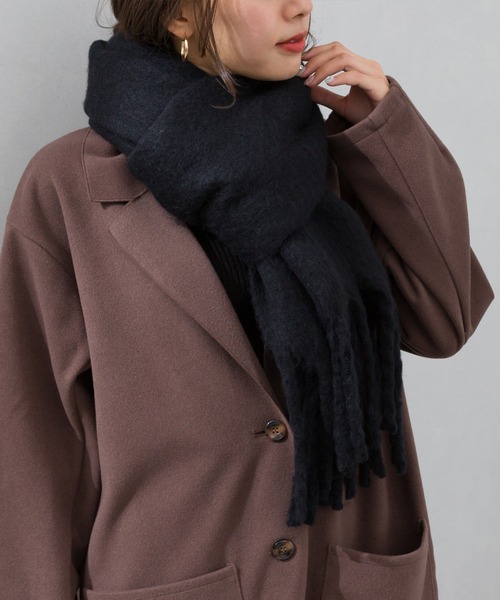 SpRay（スプレイ）の「起毛ストール（ストール/ショール・レディース・アイボリー/ブラック/ピンクベージュ/ライトベージュ/ロイヤルブルー/モカ/ライトグレー・FREE）」の3枚目の写真