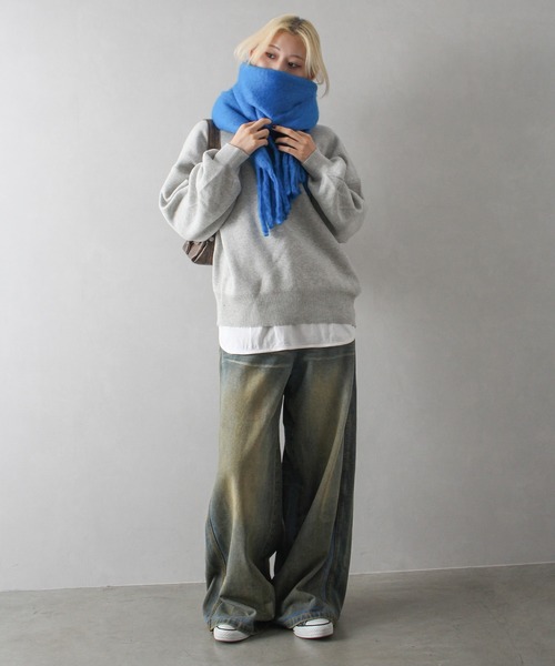 SpRay（スプレイ）の「起毛ストール（ストール/ショール・レディース・アイボリー/ブラック/ピンクベージュ/ライトベージュ/ロイヤルブルー/モカ/ライトグレー・FREE）」の14枚目の写真