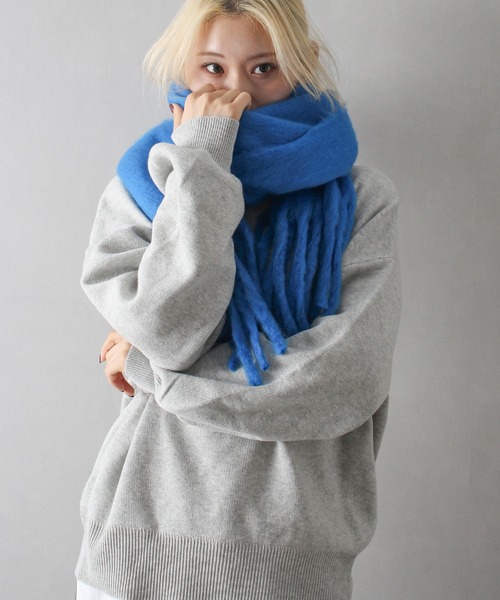 SpRay（スプレイ）の「起毛ストール（ストール/ショール・レディース・アイボリー/ブラック/ピンクベージュ/ライトベージュ/ロイヤルブルー/モカ/ライトグレー・FREE）」の15枚目の写真