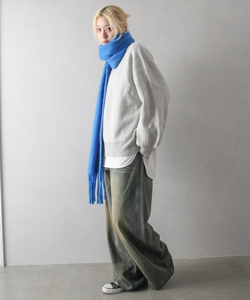 SpRay（スプレイ）の「起毛ストール（ストール/ショール・レディース・アイボリー/ブラック/ピンクベージュ/ライトベージュ/ロイヤルブルー/モカ/ライトグレー・FREE）」の16枚目の写真