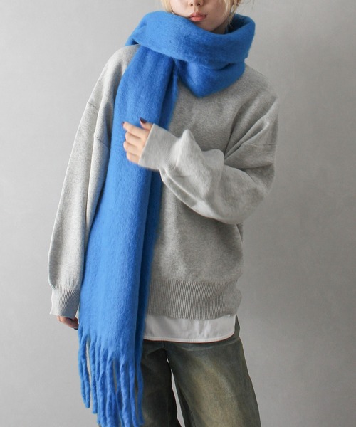 SpRay（スプレイ）の「起毛ストール（ストール/ショール・レディース・アイボリー/ブラック/ピンクベージュ/ライトベージュ/ロイヤルブルー/モカ/ライトグレー・FREE）」の17枚目の写真