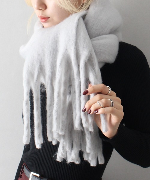 SpRay（スプレイ）の「起毛ストール（ストール/ショール・レディース・アイボリー/ブラック/ピンクベージュ/ライトベージュ/ロイヤルブルー/モカ/ライトグレー・FREE）」の22枚目の写真