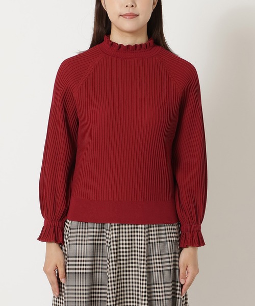 Rose Tiara（ローズティアラ）の「【定番人気アイテム】ドロップショルダーフリル襟ニット（ニット/セーター・レディース・ネイビー/レッド/ベージュ・46/42/38）」の15枚目の写真