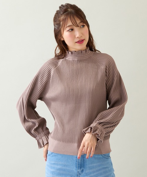 Rose Tiara（ローズティアラ）の「【定番人気アイテム】ドロップショルダーフリル襟ニット（ニット/セーター・レディース・ネイビー/レッド/ベージュ・46/42/38）」の11枚目の写真