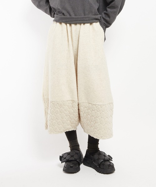 gomme（ゴム）の「Wライトパイル　ヘムチェンジパンツ（スウェットパンツ・レディース・ネイビー/オートミール/ブラック・MEDIUM）」の2枚目の写真