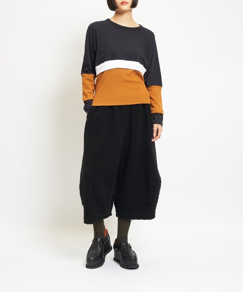 gomme（ゴム）の「Wライトパイル　ヘムチェンジパンツ（スウェットパンツ・レディース・ネイビー/オートミール/ブラック・MEDIUM）」の6枚目の写真