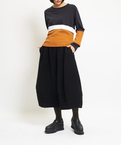 gomme（ゴム）の「Wライトパイル　ヘムチェンジパンツ（スウェットパンツ・レディース・ネイビー/オートミール/ブラック・MEDIUM）」の7枚目の写真