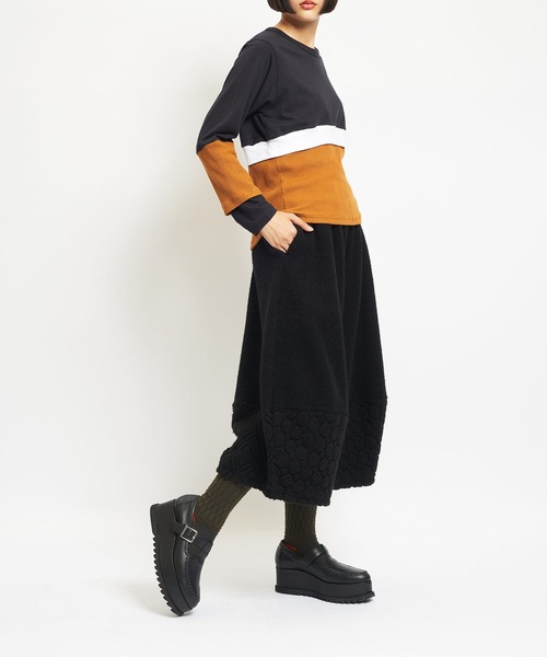 gomme（ゴム）の「Wライトパイル　ヘムチェンジパンツ（スウェットパンツ・レディース・ネイビー/オートミール/ブラック・MEDIUM）」の8枚目の写真