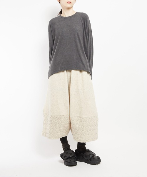 gomme（ゴム）の「Wライトパイル　ヘムチェンジパンツ（スウェットパンツ・レディース・ネイビー/オートミール/ブラック・MEDIUM）」の10枚目の写真