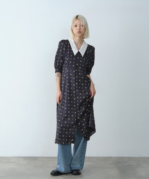 CODE A(コードエー)の「blooming flower dress(ワンピース・レディース・ワイン系1/ネイビー系・38/36)」の3枚目の写真
