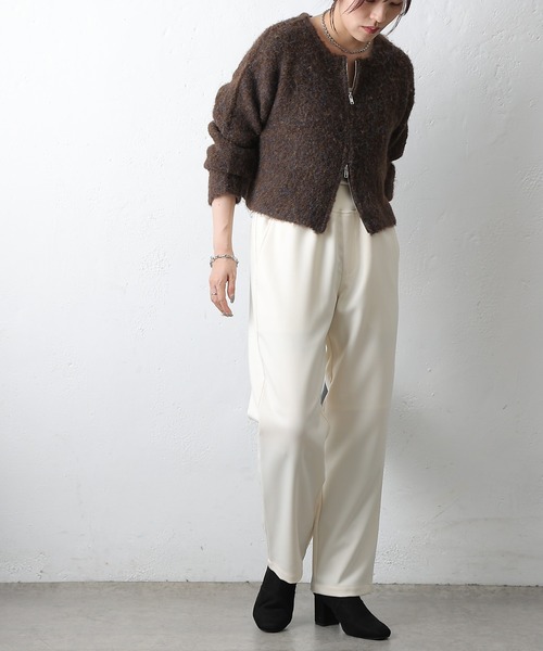 COLONY 2139(コロニートゥーワンスリーナイン)の「ウールライクイージーリブテーパードパンツ(スラックス・レディース・アイボリー/ブラック/チャコールグレー・SMALL/MEDIUM)」の8枚目の写真