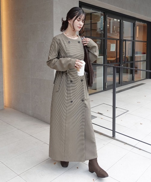 CORNERS（コーナーズ）の「ロングダブルサイドリボンワンピース（ワンピース・レディース・ブラウン系その他・マルチサイズ）」の6枚目の写真