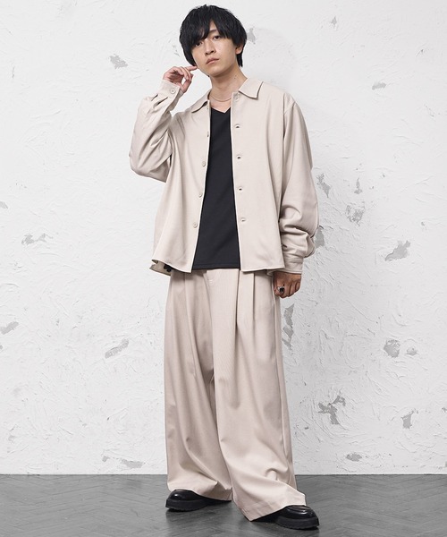 セール】【MinoriTY】極とろみ生地ドルマンシャツジャケット+ワイド