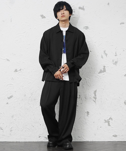 セール】【MinoriTY】極とろみ生地ドルマンシャツジャケット+ワイド