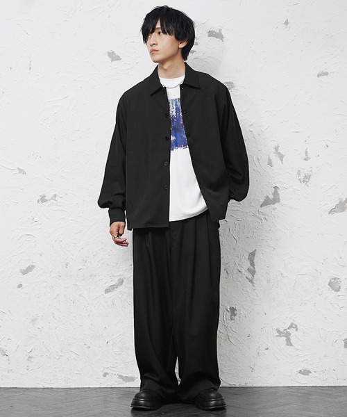 セール】【MinoriTY】極とろみ生地ドルマンシャツジャケット+ワイド