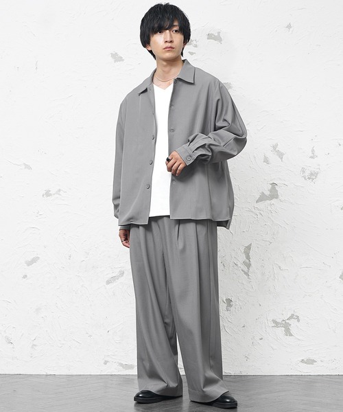 MinoriTY(マイノリティ)の「【MinoriTY】極とろみ生地ドルマンシャツジャケット+ワイドスラックスセットアップ メンズ 秋服 春服(セットアップ・メンズ・ブラック/チャコール/ベージュ・S/M/L)」の12枚目の写真