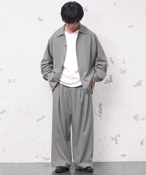 セール】【MinoriTY】極とろみ生地ドルマンシャツジャケット+ワイド