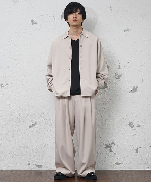 セール】【MinoriTY】極とろみ生地ドルマンシャツジャケット+ワイド