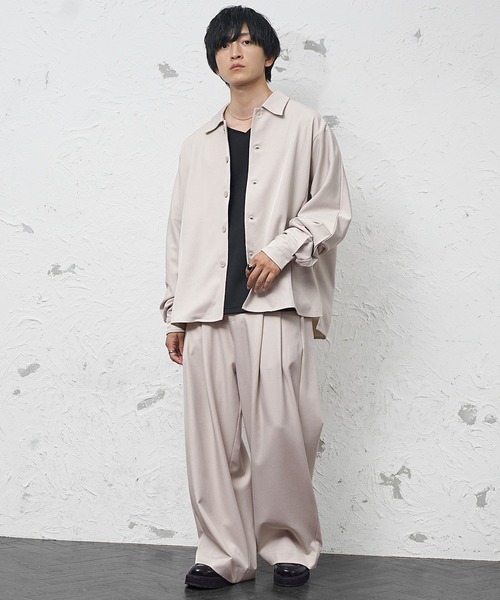 MinoriTY】極とろみ生地ドルマンシャツジャケット+ワイドスラックス