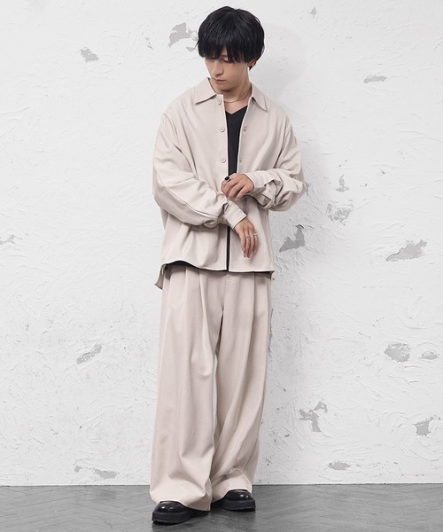 セール】【MinoriTY】極とろみ生地ドルマンシャツジャケット+ワイド