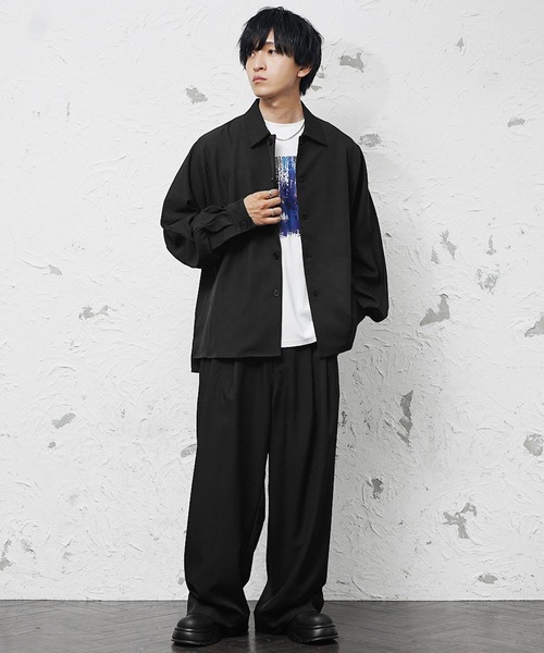 MinoriTY】極とろみ生地ドルマンシャツジャケット+ワイドスラックス