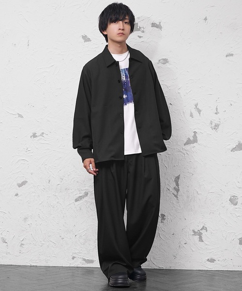 MinoriTY】極とろみ生地ドルマンシャツジャケット+ワイドスラックス