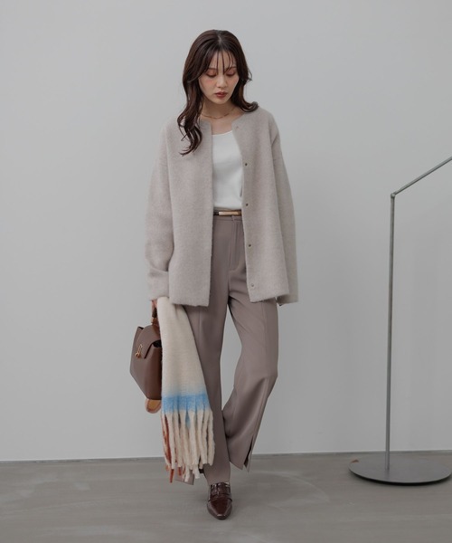 Andemiu（アンデミュウ）の「【WEB限定】ハイショクブランケットマフラー571426（ストール/ショール・レディース・ホワイト/ブラック・FREE）」の3枚目の写真