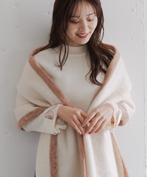Andemiu（アンデミュウ）の「【WEB限定】ハイショクブランケットマフラー571426（ストール/ショール・レディース・ホワイト/ブラック・FREE）」の15枚目の写真