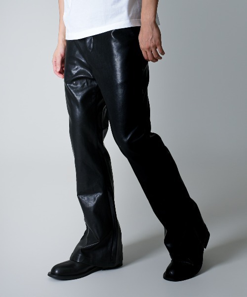 A'GEM/9 × .kom 『BENUSTA』Fake Leather Cut Flare Pants/フェイク