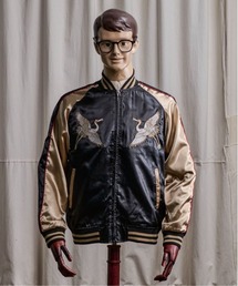 Coffee & Cigarettes(コーヒーアンドシガレッツ)の10B3 FAR EAST “WAVE & CRANE” Souvenir Jacket サテンスカジャン 鶴柄(スカジャン)