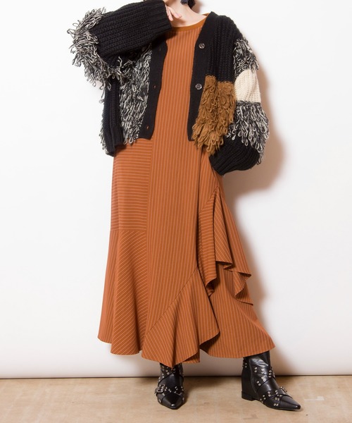 OSMOSIS（オズモーシス）の「2WAY切替ニットカーディガン（カーディガン/ボレロ・レディース・ブラウン/ライトカーキ/ブラック系その他・ONE SIZE）」の9枚目の写真