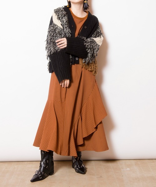 OSMOSIS（オズモーシス）の「2WAY切替ニットカーディガン（カーディガン/ボレロ・レディース・ブラウン/ライトカーキ/ブラック系その他・ONE SIZE）」の11枚目の写真