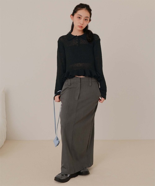 miette(ミエット)の「透かし編み裾フリルポロニット(ニット/セーター・レディース・ブラウン/ブラック/ブルーグレー/アイボリー・M/L)」の11枚目の写真