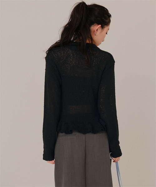 miette(ミエット)の「透かし編み裾フリルポロニット(ニット/セーター・レディース・ブラウン/ブラック/ブルーグレー/アイボリー・M/L)」の12枚目の写真