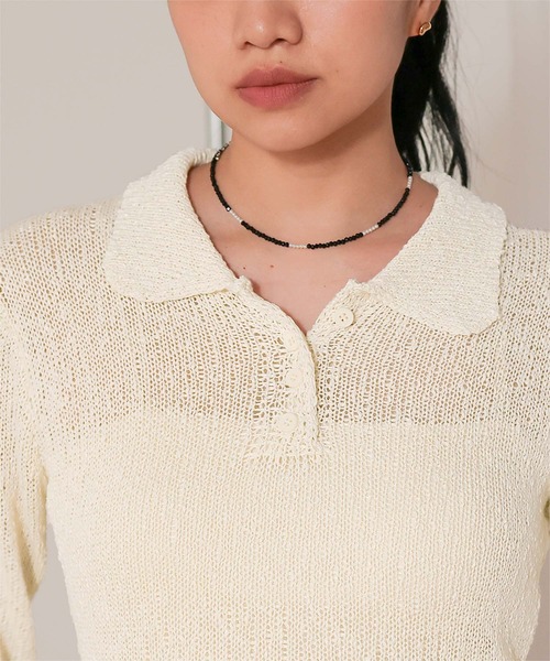 miette(ミエット)の「透かし編み裾フリルポロニット(ニット/セーター・レディース・ブラウン/ブラック/ブルーグレー/アイボリー・M/L)」の7枚目の写真