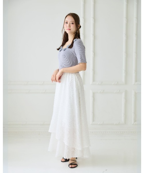 LANTINAM（ランティナム）の「Floral Jacquard Knit Dress（ワンピース・レディース・ブラック/グレー・FREE）」の9枚目の写真