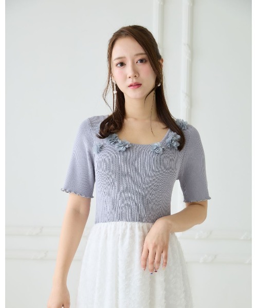 LANTINAM（ランティナム）の「Floral Jacquard Knit Dress（ワンピース・レディース・ブラック/グレー・FREE）」の11枚目の写真