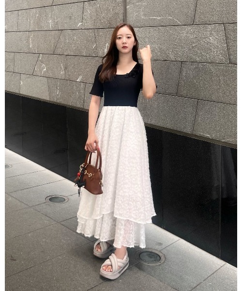 LANTINAM（ランティナム）の「Floral Jacquard Knit Dress（ワンピース・レディース・ブラック/グレー・FREE）」の18枚目の写真