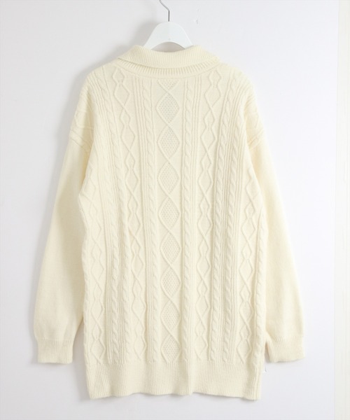 STAY MOTION（ステイモーション）の「【WEB限定】ケーブル編みジップニットワンピース［韓国ファッション カジュアル］≪再入荷≫（ワンピース・レディース・アイボリー/ブラック・F）」の3枚目の写真