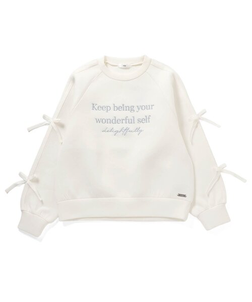 algy（アルジー）の「ダンボール袖ラインりぼんトレーナー（スウェット・キッズ・オフホワイト/ブラック/サックスブルー・XX-SMALL/X-SMALL/SMALL/MEDIUM）」の4枚目の写真