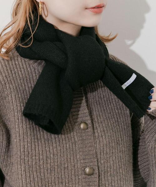 ブラックニットマフラー CLEA マフラー ストール ショートニットマフラー レディース