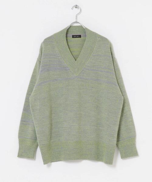 セール】Vネックバルキーボーダーニット（ニット/セーター）｜EKAL