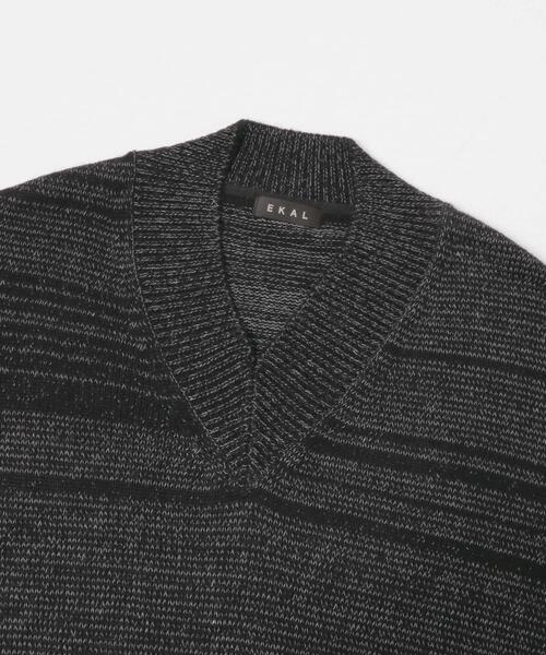 EKAL（エカル）の「Vネックバルキーボーダーニット（ニット/セーター