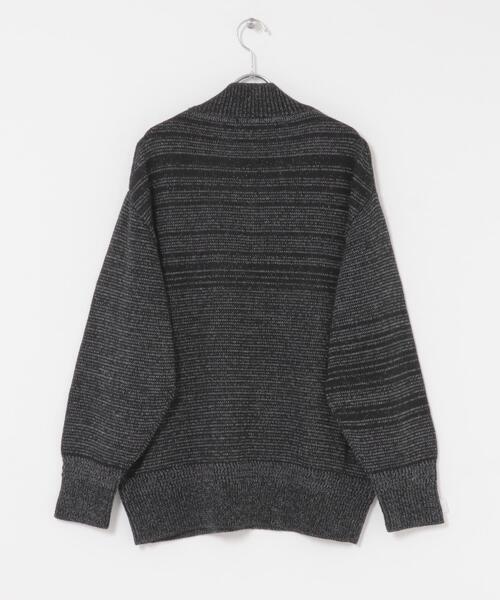 EKAL（エカル）の「Vネックバルキーボーダーニット（ニット/セーター・レディース・ブラック/グレー/オフホワイト・ONE）」の5枚目の写真